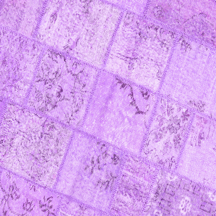 Square Machine Washable Patchwork Purple Transitional Area Rugs, wshcon1442pur