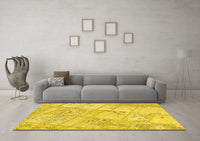 Machine Washable Patchwork Yellow Transitional Rug, wshcon1442yw