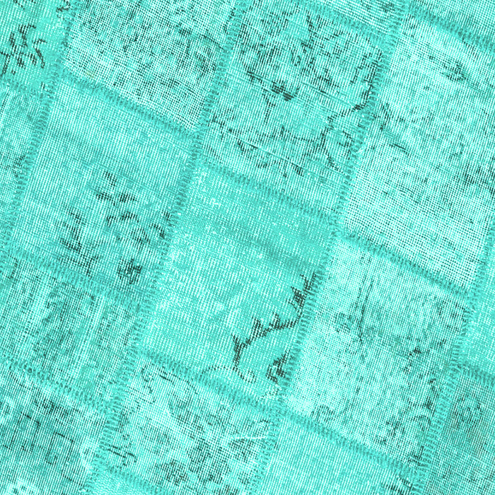 Machine Washable Patchwork Turquoise Transitional Area Rugs, wshcon1442turq