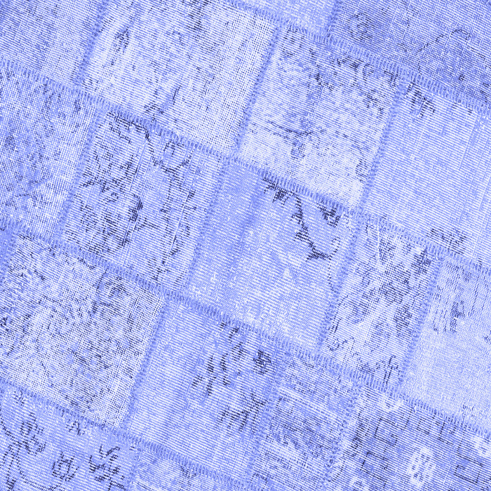 Square Machine Washable Patchwork Blue Transitional Rug, wshcon1442blu