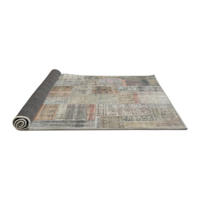 Thickness of Contemporary Pale Silver Gray Patchwork Rug, con1443