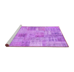 Sideview of Machine Washable Patchwork Purple Transitional Area Rugs, wshcon1443pur