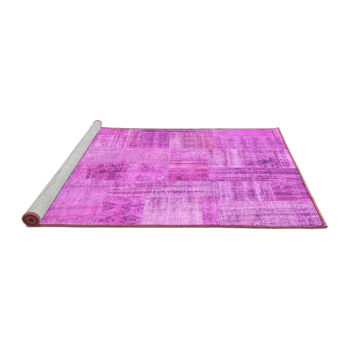 Sideview of Machine Washable Patchwork Pink Transitional Rug, wshcon1443pnk