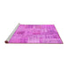 Sideview of Machine Washable Patchwork Pink Transitional Rug, wshcon1443pnk