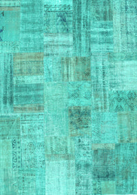 Patchwork Turquoise Transitional Rug, con1443turq