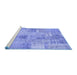 Sideview of Machine Washable Patchwork Blue Transitional Rug, wshcon1443blu