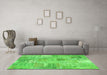 Machine Washable Patchwork Green Transitional Area Rugs in a Living Room,, wshcon1443grn