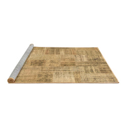 Sideview of Machine Washable Patchwork Brown Transitional Rug, wshcon1443brn