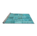 Sideview of Machine Washable Patchwork Light Blue Transitional Rug, wshcon1443lblu