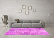 Machine Washable Patchwork Pink Transitional Rug in a Living Room, wshcon1443pnk