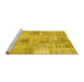 Sideview of Machine Washable Patchwork Yellow Transitional Rug, wshcon1443yw