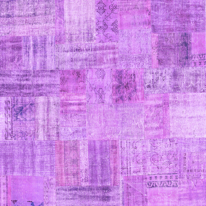 Square Machine Washable Patchwork Purple Transitional Area Rugs, wshcon1443pur