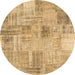 Round Patchwork Brown Transitional Rug, con1443brn