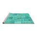 Sideview of Machine Washable Patchwork Turquoise Transitional Area Rugs, wshcon1443turq