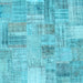 Square Machine Washable Patchwork Light Blue Transitional Rug, wshcon1443lblu