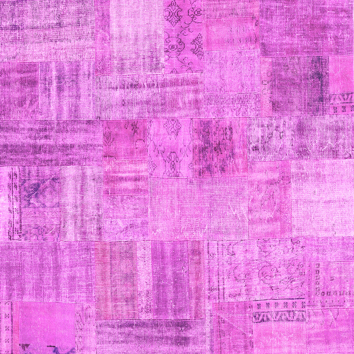Square Machine Washable Patchwork Pink Transitional Rug, wshcon1443pnk