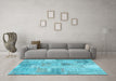 Machine Washable Patchwork Light Blue Transitional Rug in a Living Room, wshcon1443lblu