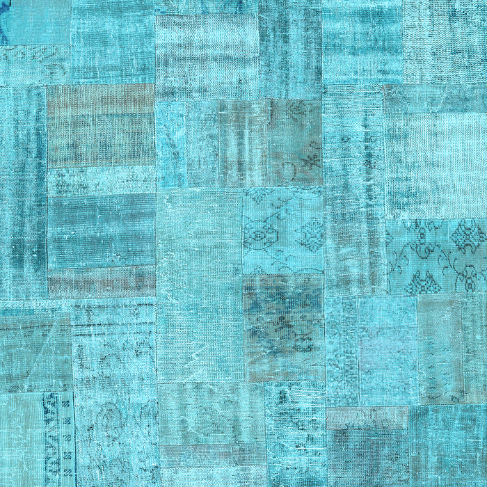 Machine Washable Patchwork Light Blue Transitional Rug, wshcon1443lblu