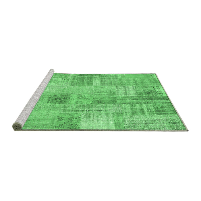 Sideview of Machine Washable Patchwork Emerald Green Transitional Area Rugs, wshcon1443emgrn