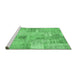 Sideview of Machine Washable Patchwork Emerald Green Transitional Area Rugs, wshcon1443emgrn