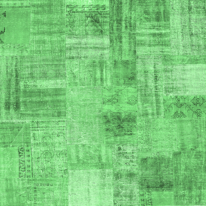 Square Machine Washable Patchwork Emerald Green Transitional Area Rugs, wshcon1443emgrn