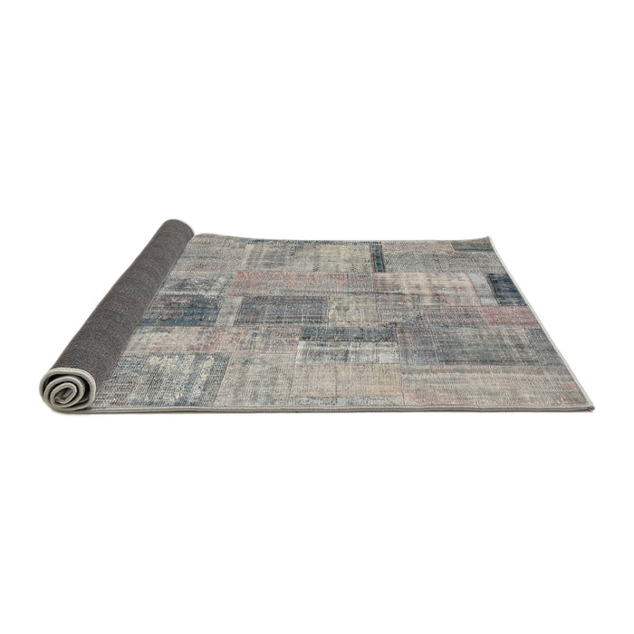 Thickness of Contemporary Pale Silver Gray Patchwork Rug, con1444