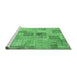 Sideview of Machine Washable Patchwork Emerald Green Transitional Area Rugs, wshcon1444emgrn