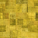 Square Machine Washable Patchwork Yellow Transitional Rug, wshcon1444yw