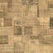 Square Machine Washable Patchwork Brown Transitional Rug, wshcon1444brn