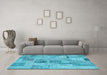 Machine Washable Patchwork Light Blue Transitional Rug in a Living Room, wshcon1444lblu