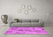 Machine Washable Patchwork Pink Transitional Rug in a Living Room, wshcon1444pnk