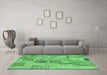 Machine Washable Patchwork Emerald Green Transitional Area Rugs in a Living Room,, wshcon1444emgrn