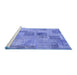 Sideview of Machine Washable Patchwork Blue Transitional Rug, wshcon1444blu