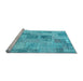 Sideview of Machine Washable Patchwork Light Blue Transitional Rug, wshcon1444lblu