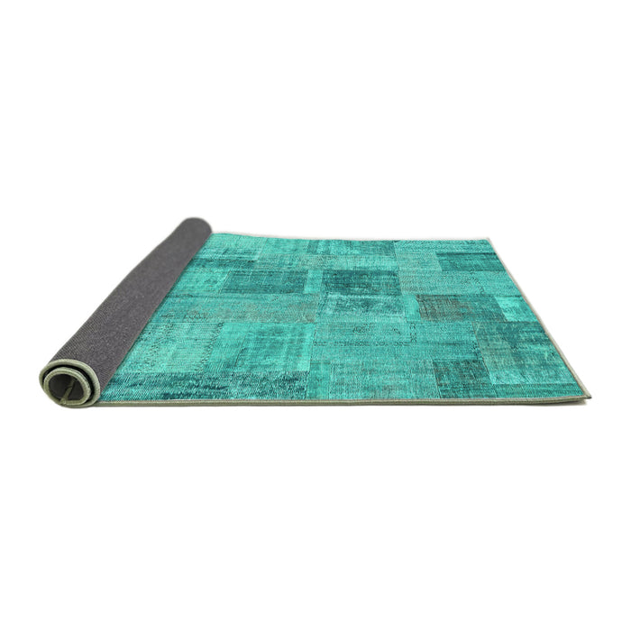 Sideview of Patchwork Turquoise Transitional Rug, con1444turq