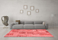 Machine Washable Patchwork Red Transitional Rug, wshcon1444red