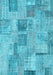 Machine Washable Patchwork Light Blue Transitional Rug, wshcon1444lblu