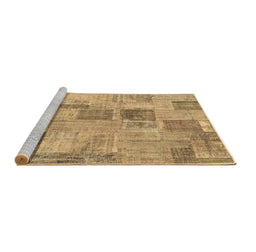 Sideview of Machine Washable Patchwork Brown Transitional Rug, wshcon1444brn