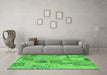 Machine Washable Patchwork Green Transitional Area Rugs in a Living Room,, wshcon1444grn