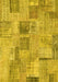 Machine Washable Patchwork Yellow Transitional Rug, wshcon1444yw