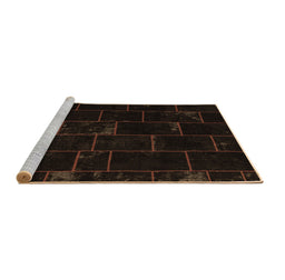 Sideview of Machine Washable Abstract Brown Contemporary Rug, wshcon1445brn