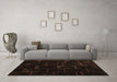 Machine Washable Abstract Brown Contemporary Rug in a Living Room,, wshcon1445brn