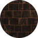 Round Abstract Brown Contemporary Rug, con1445brn