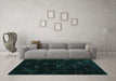 Machine Washable Abstract Turquoise Contemporary Area Rugs in a Living Room,, wshcon1445turq