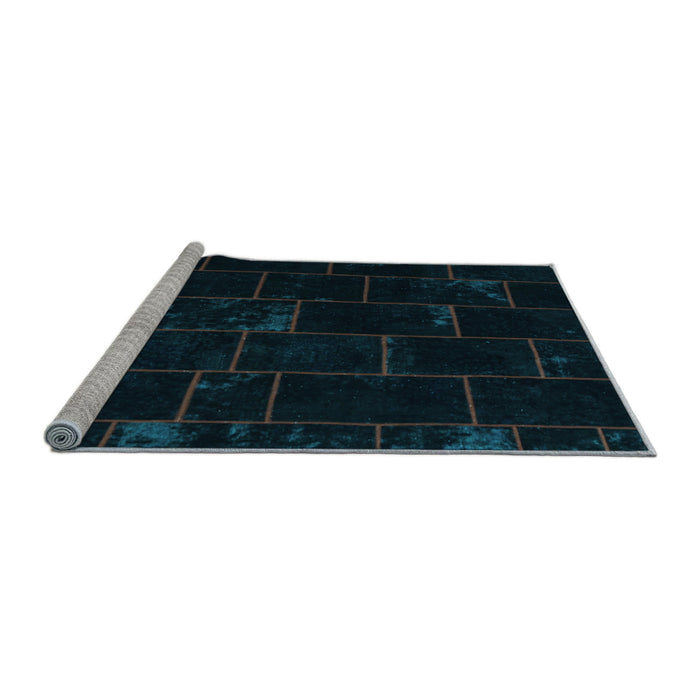 Sideview of Machine Washable Abstract Light Blue Contemporary Rug, wshcon1445lblu