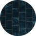 Round Abstract Light Blue Contemporary Rug, con1445lblu