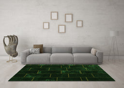 Machine Washable Abstract Green Contemporary Area Rugs in a Living Room,, wshcon1445grn