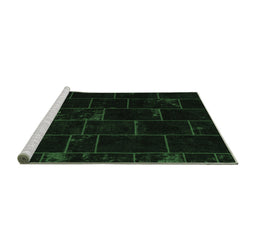 Sideview of Machine Washable Abstract Emerald Green Contemporary Area Rugs, wshcon1445emgrn