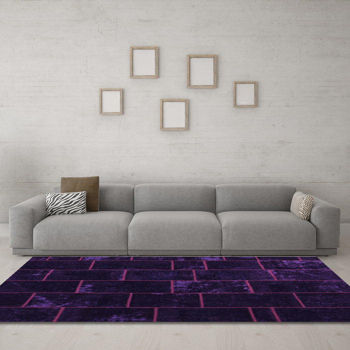 Machine Washable Abstract Purple Contemporary Area Rugs in a Living Room, wshcon1445pur