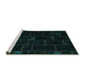 Sideview of Machine Washable Abstract Turquoise Contemporary Area Rugs, wshcon1445turq